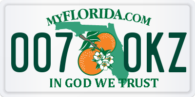 FL license plate 0070KZ