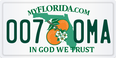 FL license plate 0070MA