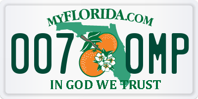 FL license plate 0070MP