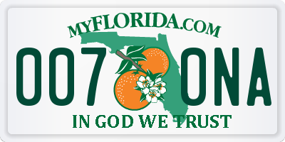 FL license plate 0070NA