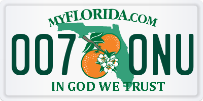 FL license plate 0070NU