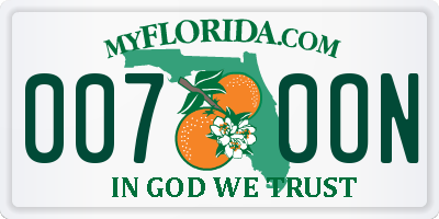 FL license plate 0070ON