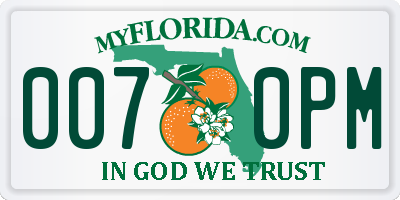 FL license plate 0070PM