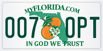 FL license plate 0070PT