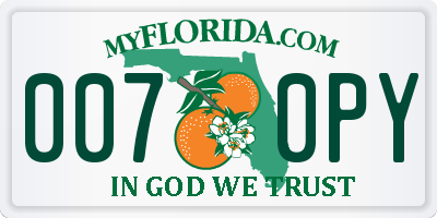 FL license plate 0070PY