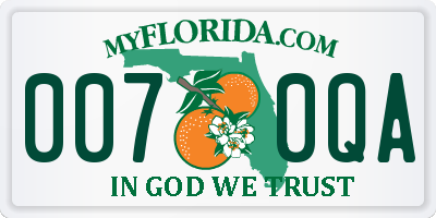 FL license plate 0070QA