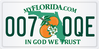 FL license plate 0070QE