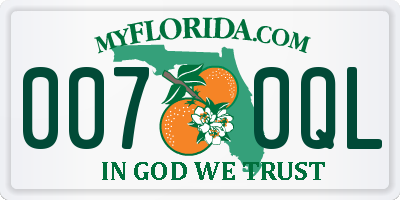 FL license plate 0070QL