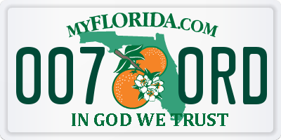 FL license plate 0070RD