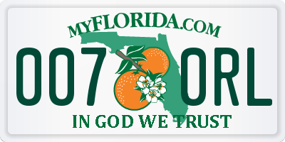 FL license plate 0070RL