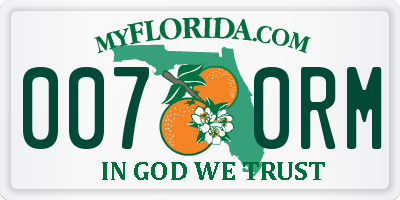 FL license plate 0070RM