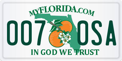 FL license plate 0070SA