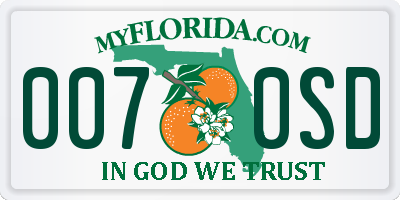 FL license plate 0070SD