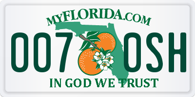 FL license plate 0070SH