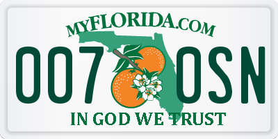 FL license plate 0070SN
