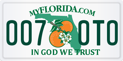 FL license plate 0070TO