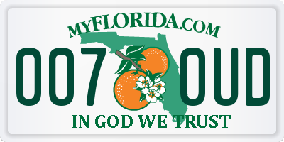 FL license plate 0070UD