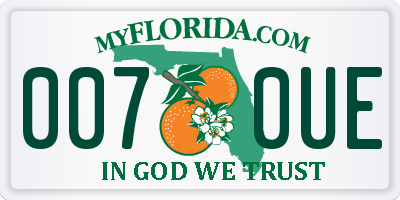FL license plate 0070UE
