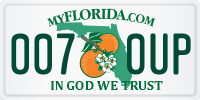 FL license plate 0070UP