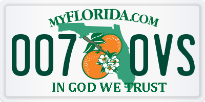 FL license plate 0070VS