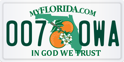 FL license plate 0070WA