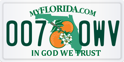 FL license plate 0070WV