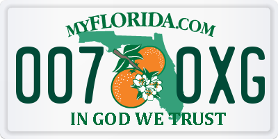 FL license plate 0070XG