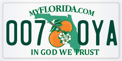 FL license plate 0070YA