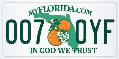 FL license plate 0070YF