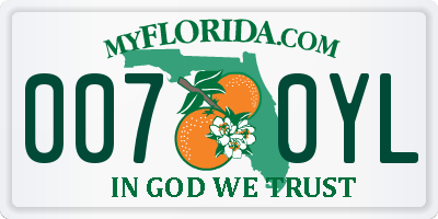 FL license plate 0070YL