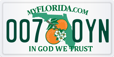 FL license plate 0070YN