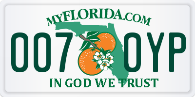 FL license plate 0070YP