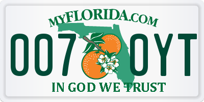 FL license plate 0070YT
