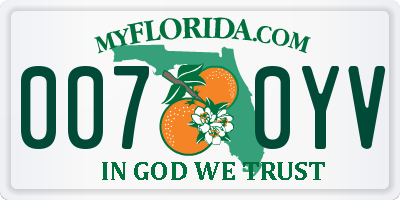FL license plate 0070YV