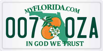 FL license plate 0070ZA