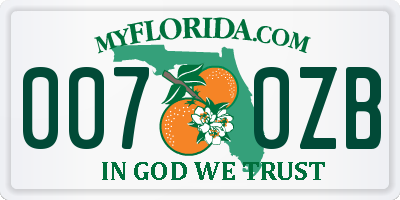 FL license plate 0070ZB