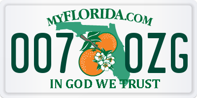 FL license plate 0070ZG