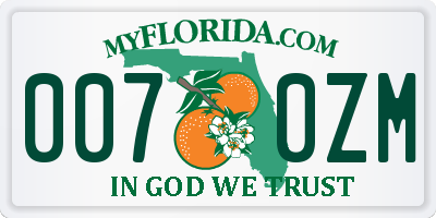 FL license plate 0070ZM