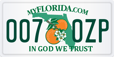 FL license plate 0070ZP