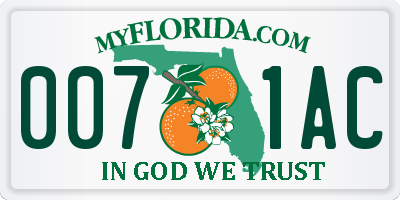 FL license plate 0071AC