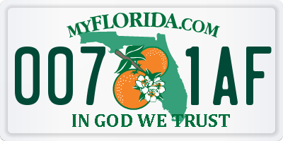 FL license plate 0071AF