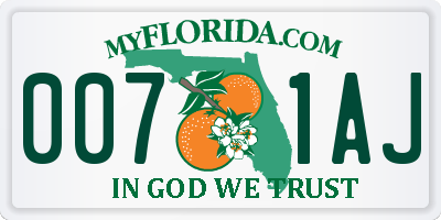 FL license plate 0071AJ