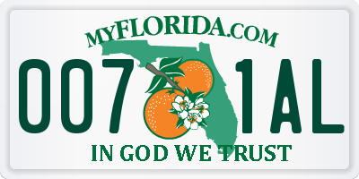 FL license plate 0071AL