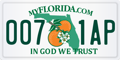 FL license plate 0071AP