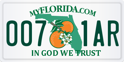 FL license plate 0071AR