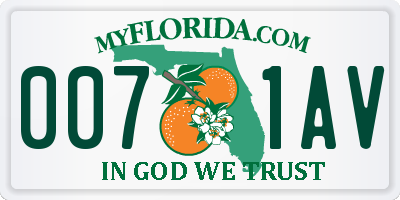 FL license plate 0071AV