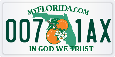 FL license plate 0071AX