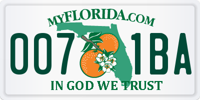 FL license plate 0071BA