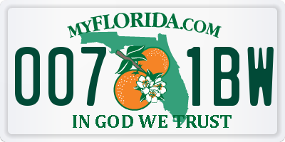 FL license plate 0071BW