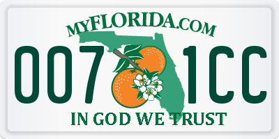 FL license plate 0071CC